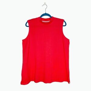 NWOT Woman Within Red Pink Mock Neck Sleeveless Jersey Knit Blouse